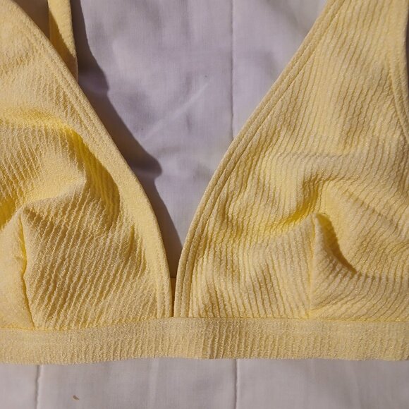 Peek and Beau Women's Fuller Bust  Ribbed Triangle  Bikini Top NWT Lemon - Picture 3 of 10